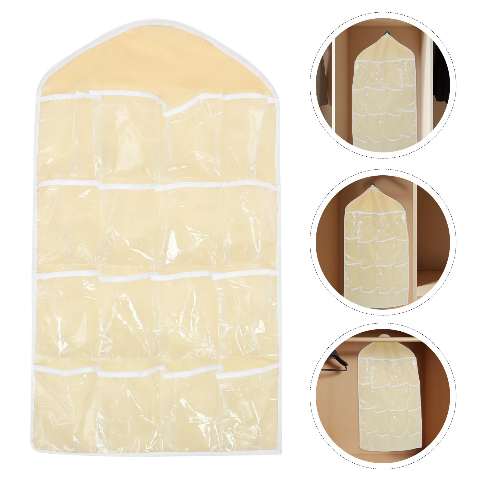 

Wardrobe Organizer Hanging Storage Bag 16 Grids Transparent Window Over Door Wall Pocket Closet Sundries Holder For