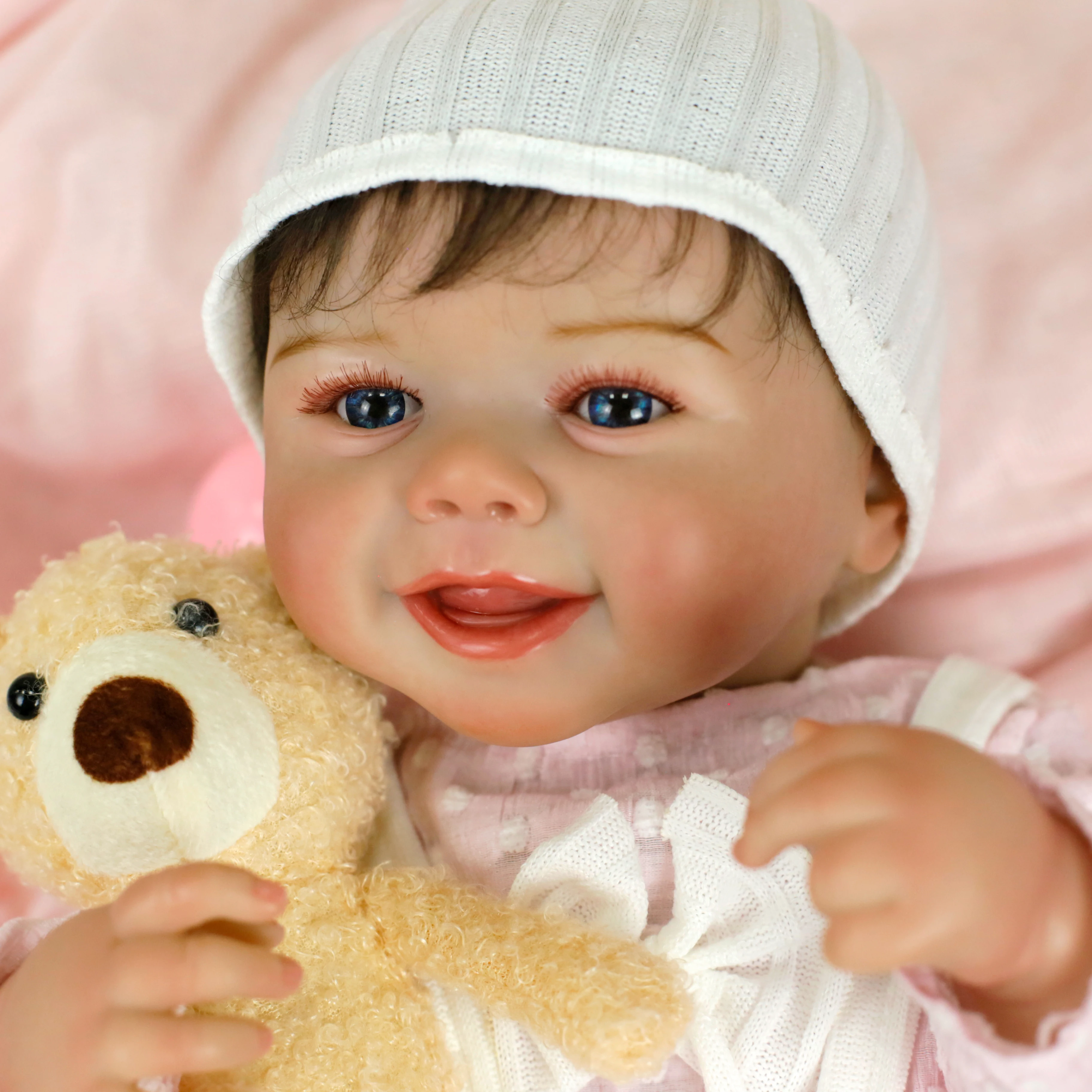 19 بوصة واقعية تولد من جديد دمية طفل إيمي فتاة مع الشعر الجذور الوليد ثلاثية الأبعاد الجلد مرئية الأوردة اليدوية لعبة هدية الكريسماس للفتيات #5