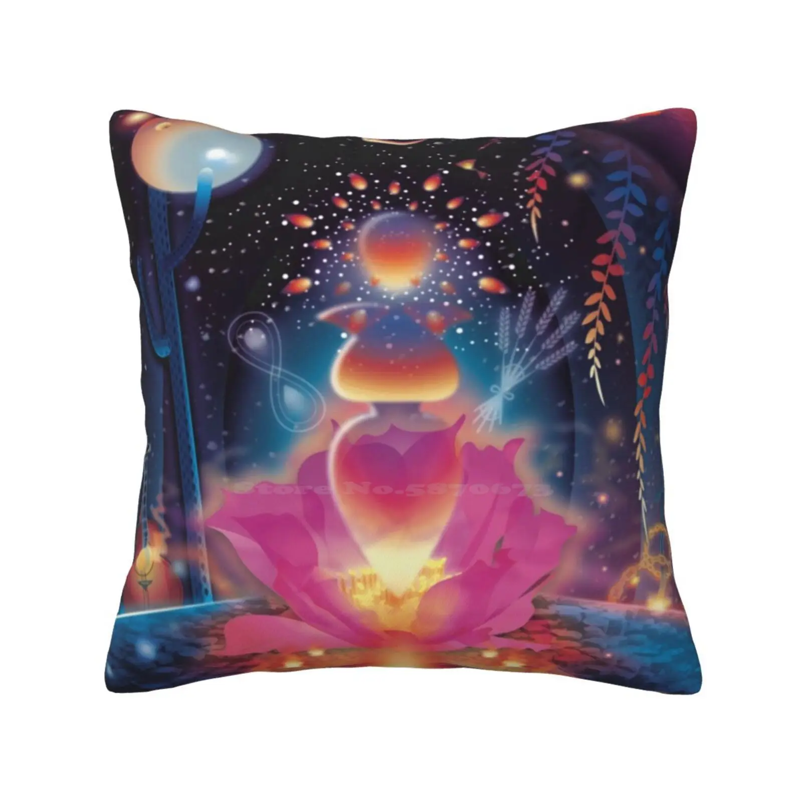 Desert Flower Funny Cute Decor Square Pillowcase Cosmic Woman Space Feminism Stars Planet Nature Mother Fire Flames Energy Girl