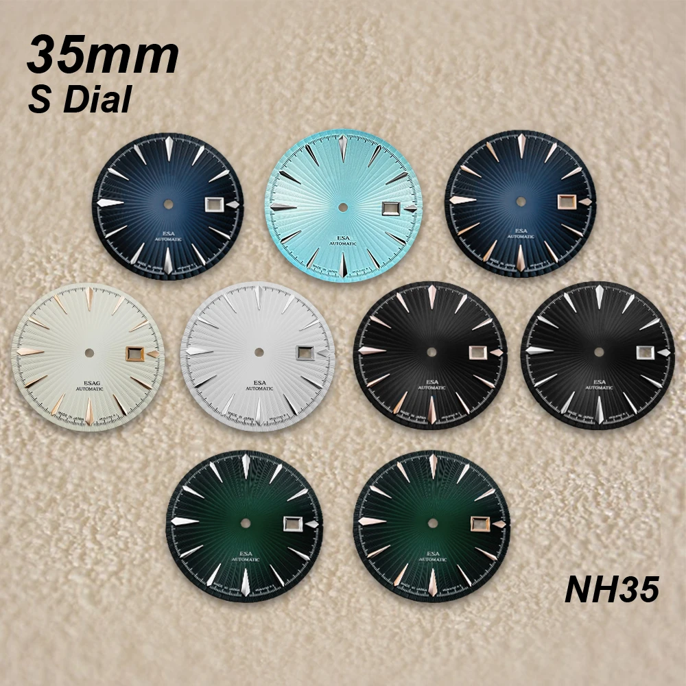 35mm Cocktail S Dial Fit NH35/NH36/4R/7S Automatic Movement High-Quality Vertical Grain Dial Watch Modification Accessories