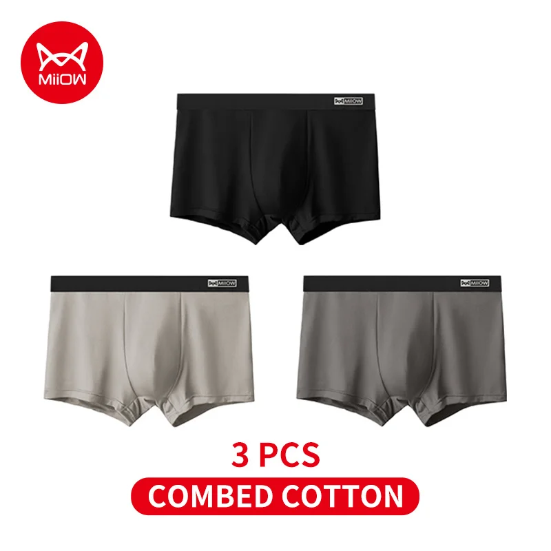 MiiOW 3Pcs Bio-baumwolle Männer Unterwäsche Boxer Shorts Antibakterielle Nahtlose Unterhosen Männlichen Höschen Geschenk Für Männer Boxershorts Neue