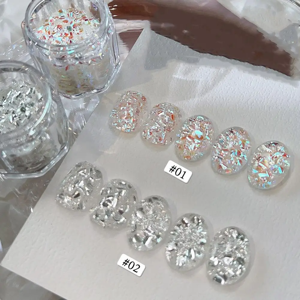 Flasy Ultra-mince hexagone ongles paillettes gros argent 3D vernis irisé bulle décoration Gel paillettes ongles Paillette C0X1