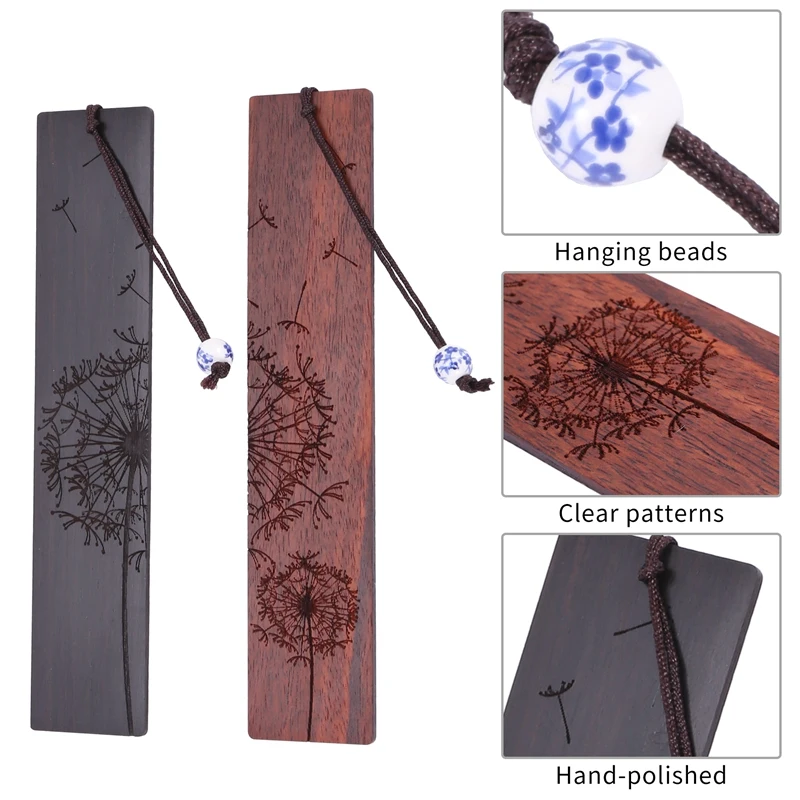 Handmade Natural Wooden Bookmark Gift Box Set,Dandelion Pattern,A Unique Gift For Teachers, Students, Women, Dads, Men