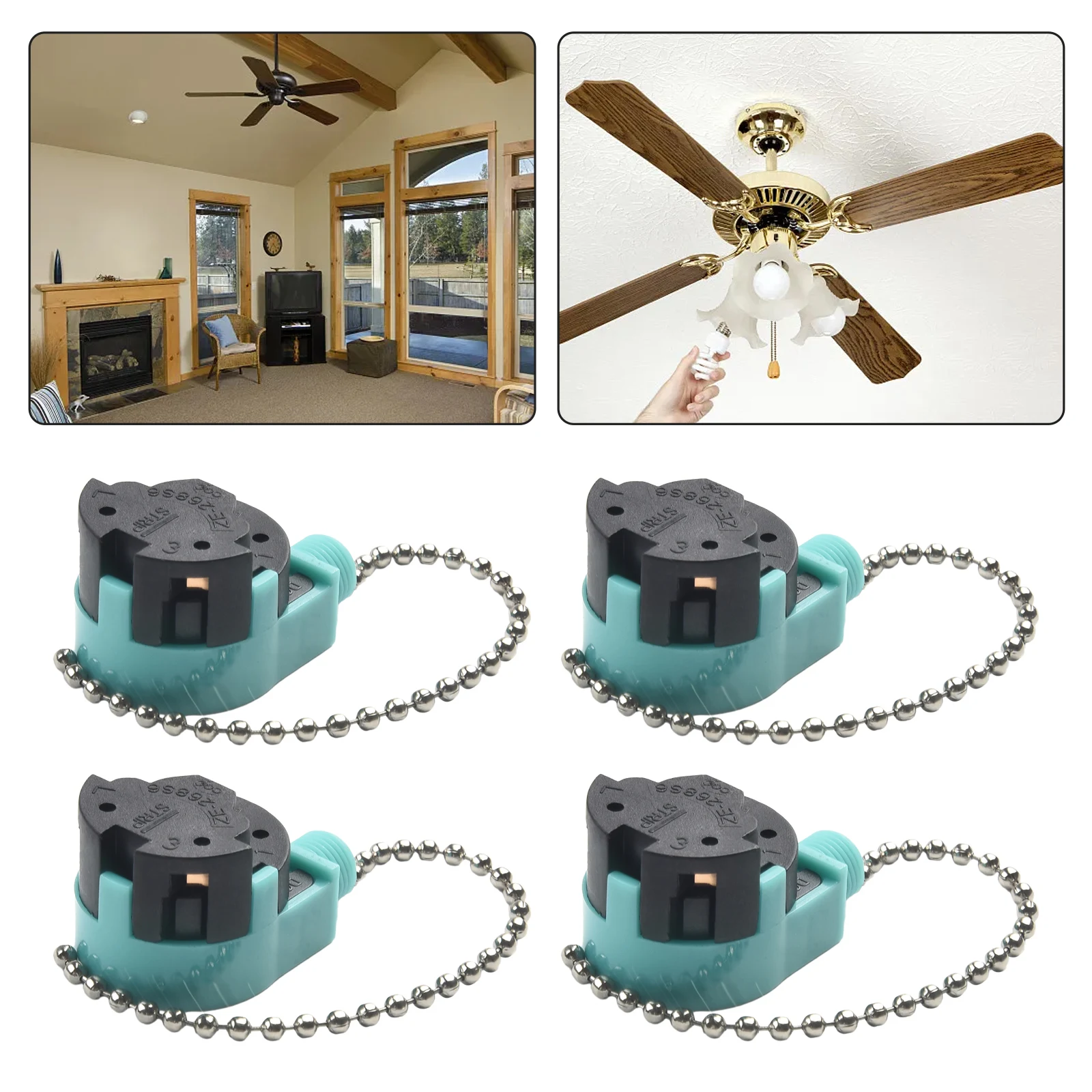 

4Pcs ZE268S2 Fan Switch for Hunter Harbor Breeze Hampton Bay Breathable Polyester Material, Stable Performance, IP66 Waterproof