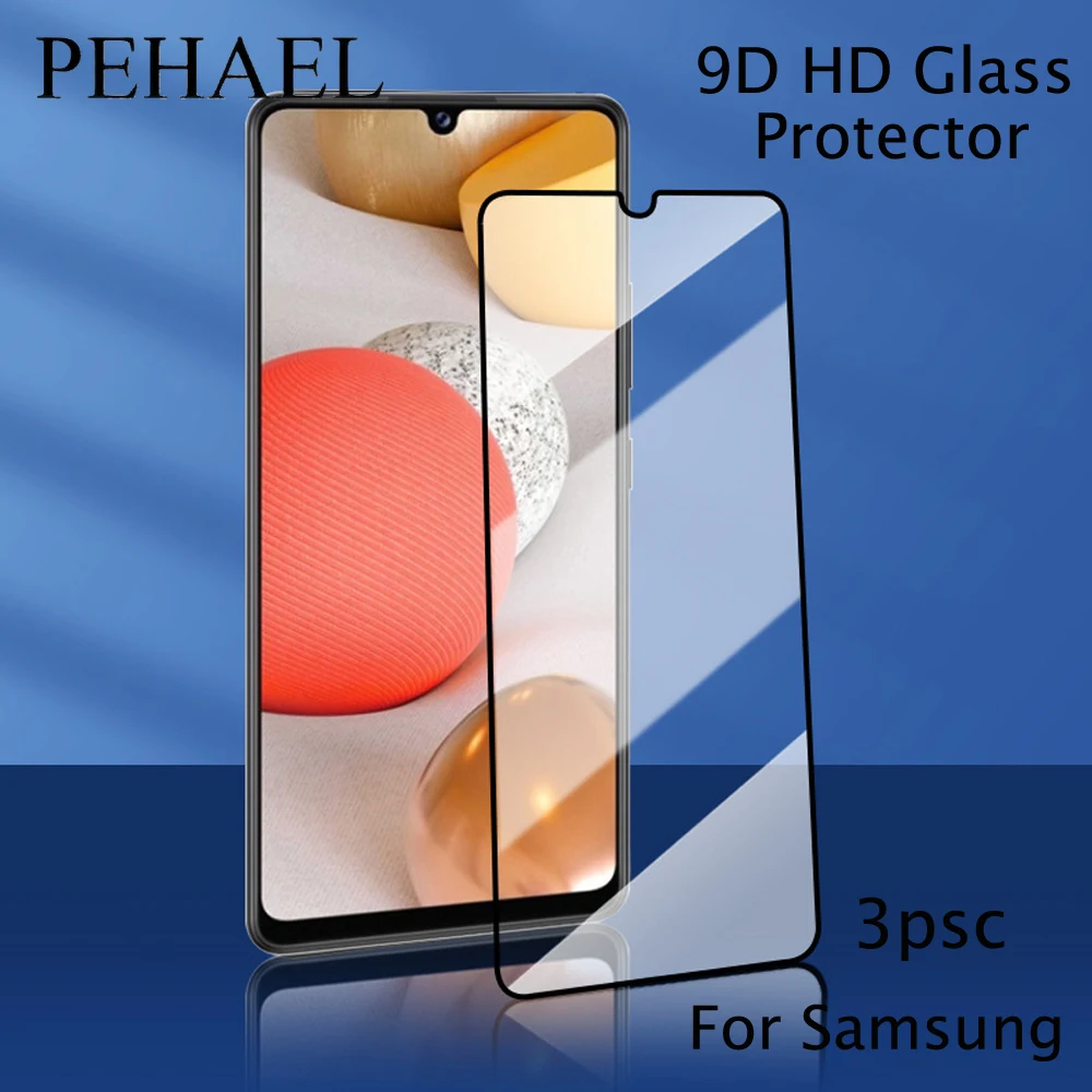 PEHAEL 3Pcs Full Cover Black Edge HD Tempered Glass Screen Protector For Samsung A52 A51 A50 A325G A335G A31 A23 A22 A21S A20S