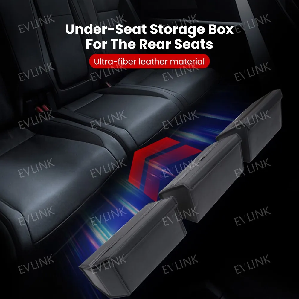 Rear Under Seat Storage Box for Tesla Cybertruck 2024 3-Piece Set Leather Second Row Under Seat Organizer Box Accessories