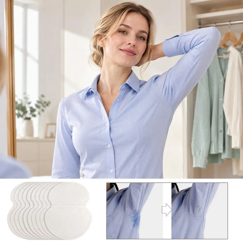 10Pcs Mints Underarm Sweat Pads, Disposable Armpit Perspiration Absorber Pad, Anti-Perspiration Self-Adhesive Patches