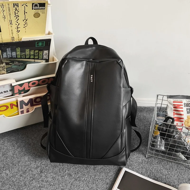 Einfarbig vielseitige weiche Leder Rucksack Unisex Schüler Schult asche große Kapazität Mode trend ige Reise Computer Rucksack