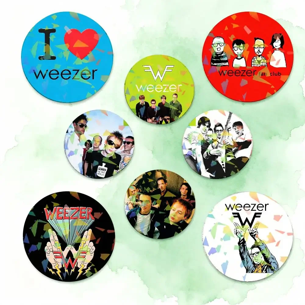 Band W-Weezer Fashion Badges Round Laser Badge Brooch Backpack Accessories