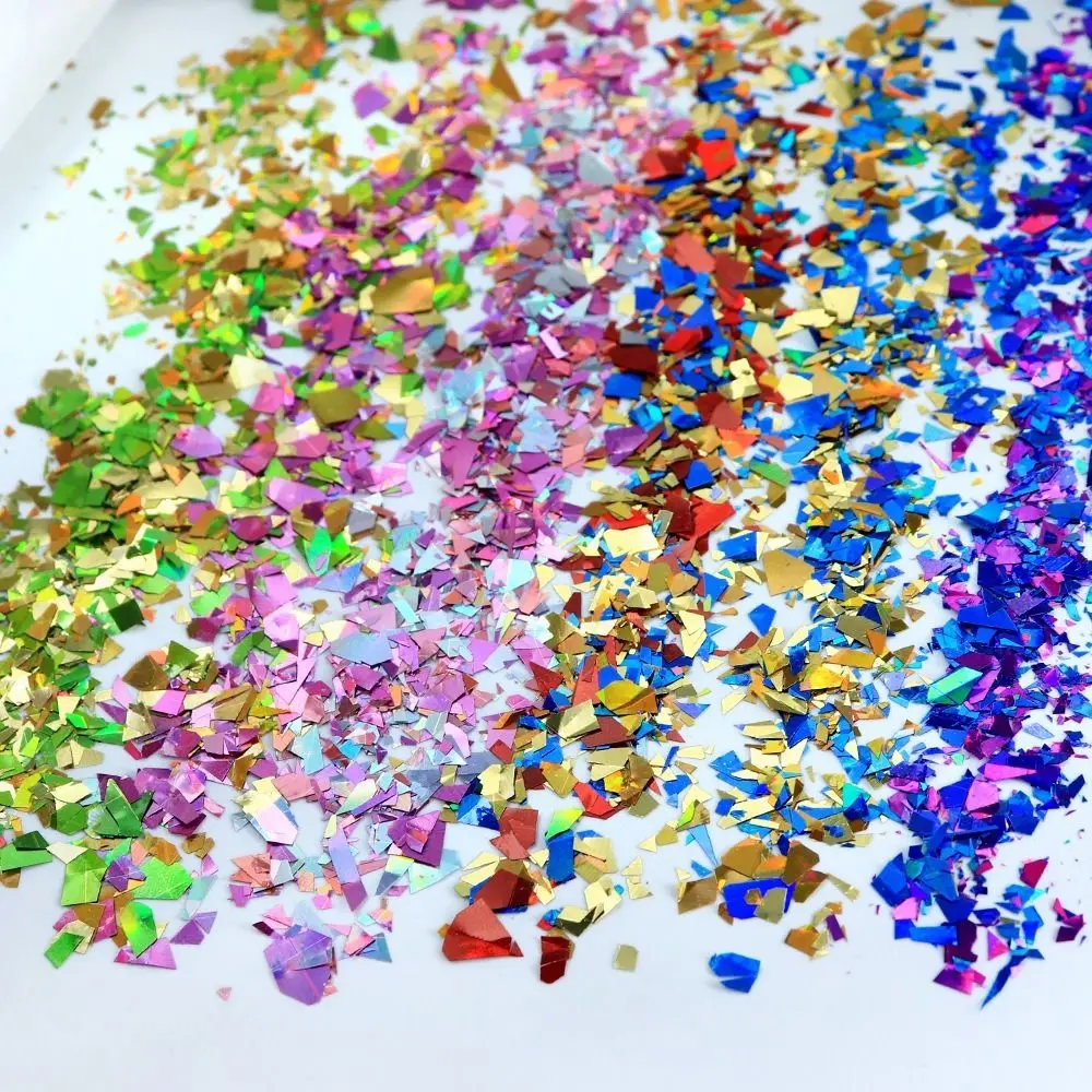 Iridescent Nail Art Sequins Irregular Shape Shiny Fragment Holographic Glitter Flakes 3D Holographic Shiny Nail Charms