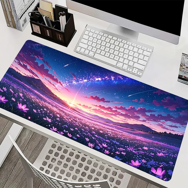 Large Mouse Pad Notebook Gamer Keyboard Mousepad Anime Starry Sky Flower Sea Computer Desk Mat Gaming