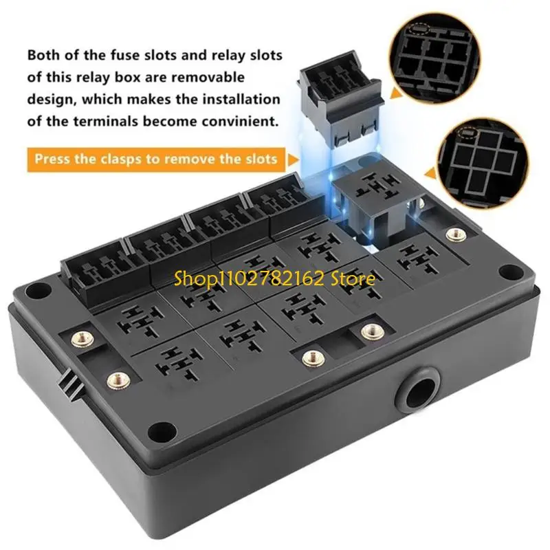 

547B 12V Universal Relays Fuses Panel with Modular Design Waterproof Transmit Box for Simple Wiring In Trucks & Motorcycle