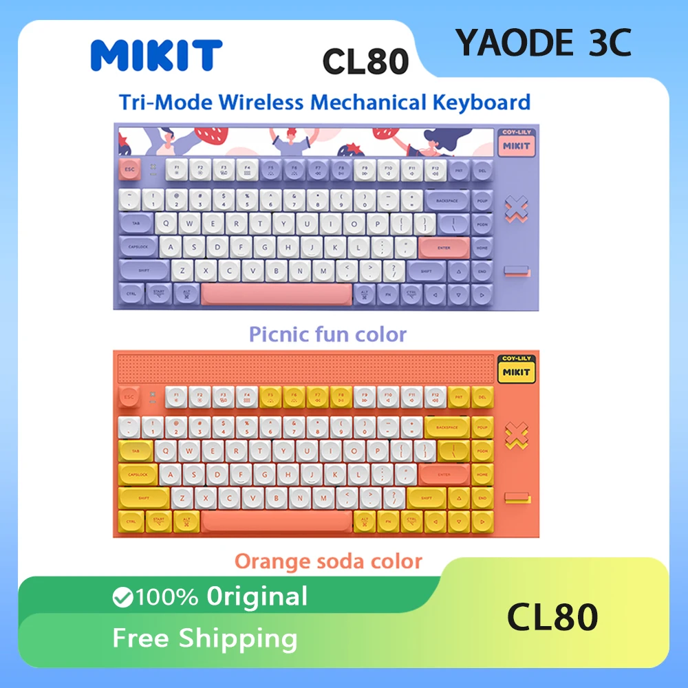 Mikit CL80 Mechanical Keyboard Tri-Mode Bluetooth Wireless Low Profile TTC Axis 83Keys Hot Swap Office Game Notebook Girl Gift