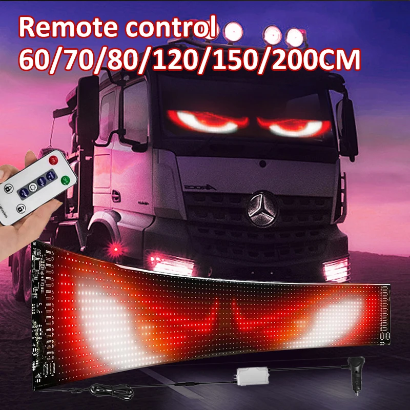 Truck Devil Eye LED Matrix Pixel Panel Remote Control Soft Foldable Lighting Animation Display Light Windshield Decor Sign Board