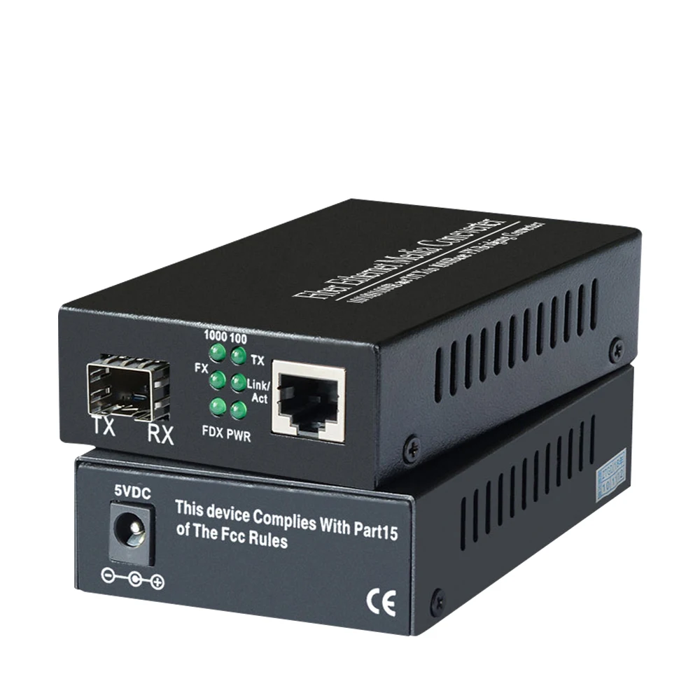 Gigabit SFP Fiber to Rj45 Media Converter 10/100/1000M SFP Fiber Optic Switch with SFP Module Compatible CISCO/Mikrotik/HUAWEI