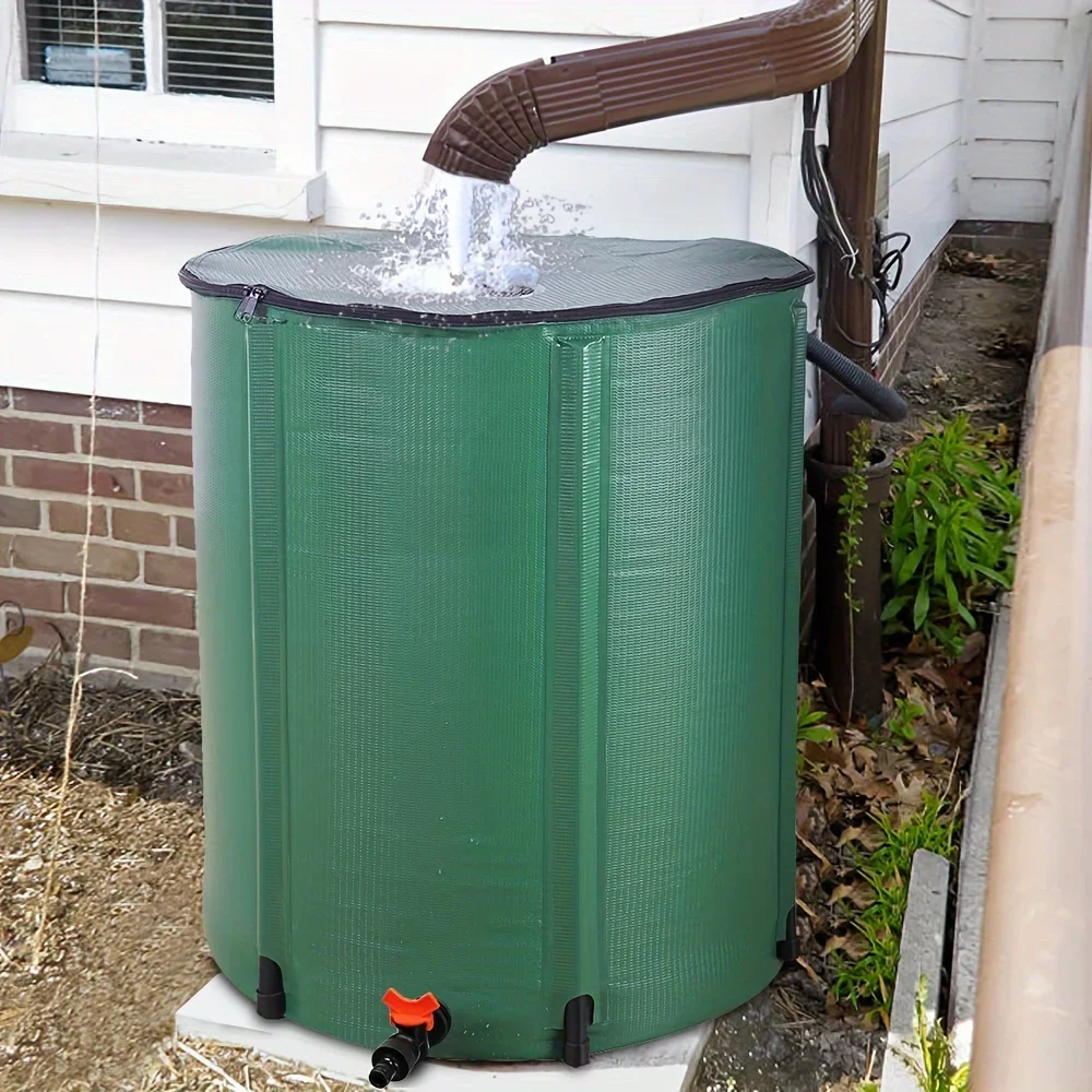 

KEEHOME 3-in-1 Capacity Optional Foldable Rainwater Collection Bucket Large Capacity 50/132/200 Gallon Outdoor Rainwater Collection System Green Water Storage Bucket Household Garden Water Storage Container Portable Rainproof And Space Saving