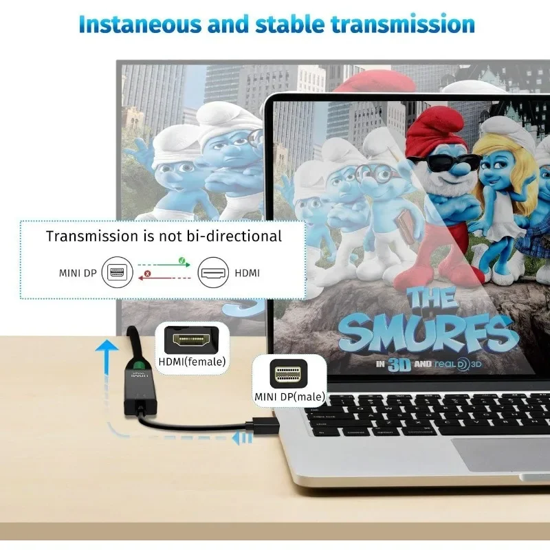Thunderbolt Mini DP To HDMI-compatible Converter Adapter Male To Female 4K Mini DisplayPort To HDMI Cable for Mac Macbook PC TV