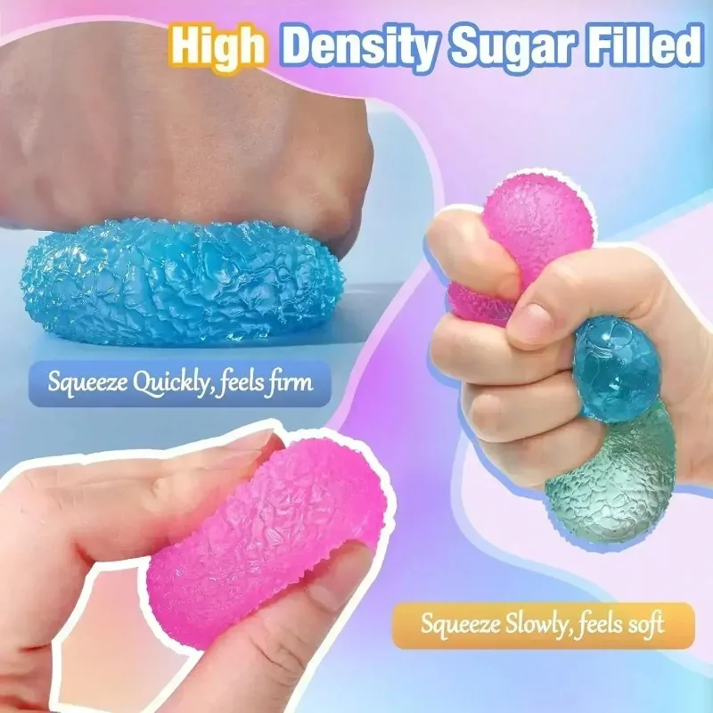 2/3/4/6/8PCS Textured Stress Ball 4CM - Slow Rising Maltose Gel Squeeze Toy, Soft Sensory Fidget for Kids, Stress Relief & Decompression Hand Exercise Ball, Classroom Prizes & Party Favors Squeeze Toys Anti Stress