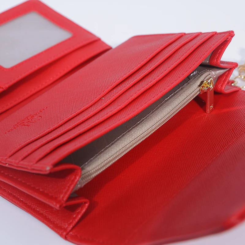 حقيبة بطاقات فاخرة من CH بتصميم بسيط وأنيق منقوش، إكسسوار نسائي أنيق، حامل بطاقات مدمج متعدد الفتحات، ضروري يوميًا
