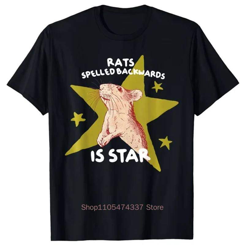 Rats Spelled Backwards Is Star Pattern Print T-shirts Women Summer Casual Fashion Funny Streetwear Tops O-Neck Short Sleeve Tees