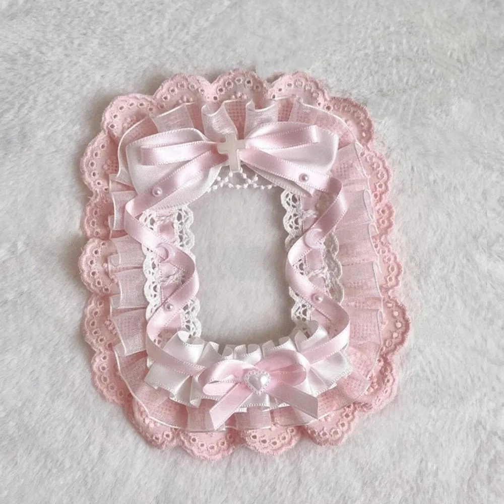 Kawaii DIY Card Holder with Ribbon Anime Lace Photocard Case Lolita Handmade Photo Protector Case Card view 2