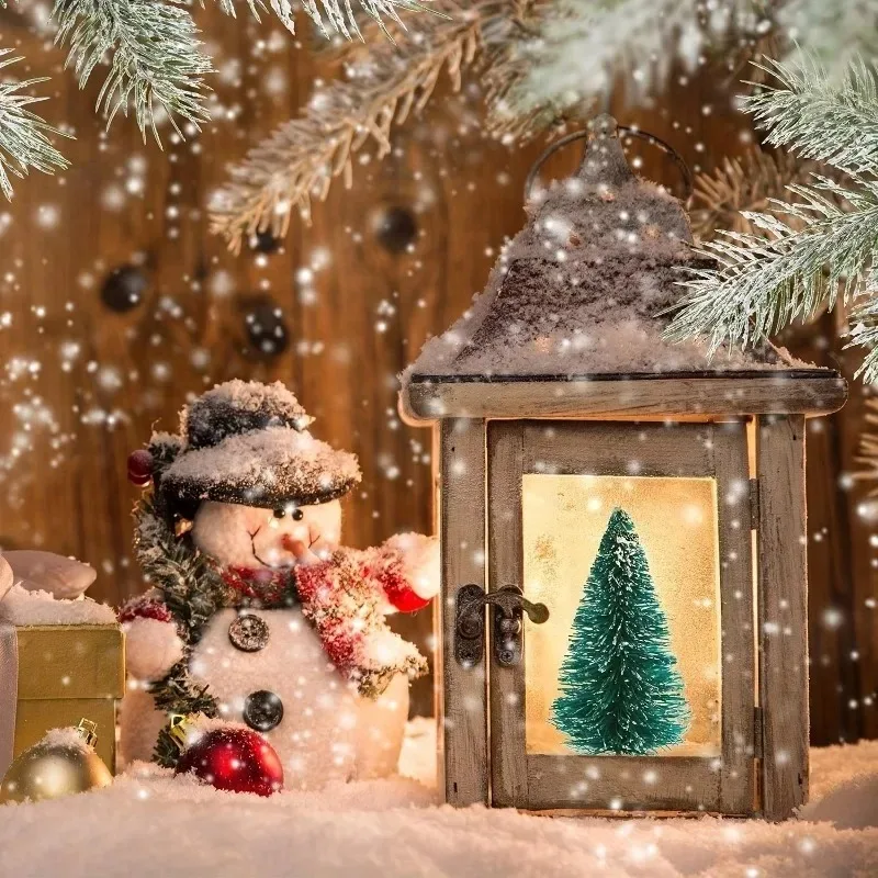 10-100PCS Mini Christmas Bottle Brush Trees Village Ornaments Plastic Trees with Wooden Base Miniature Xmas Tree Decorations Set view 4