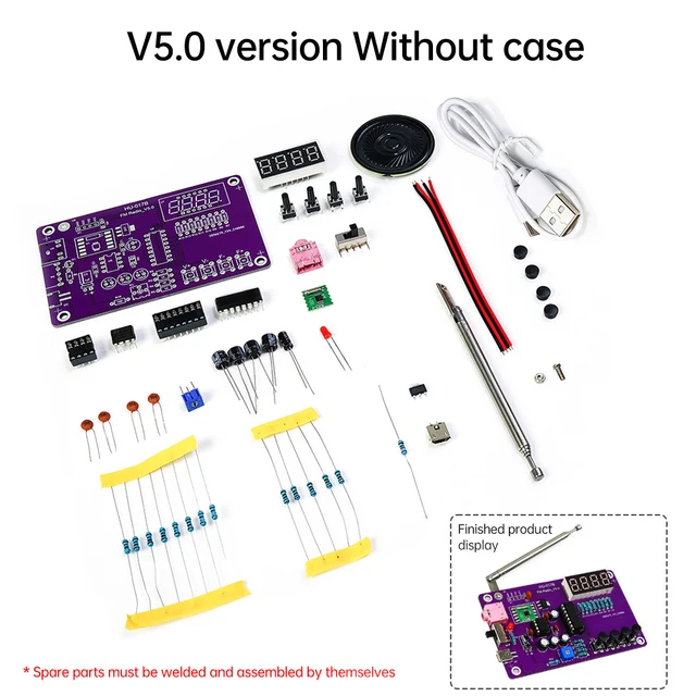 DIY FM Radio Electronic Kit 87-108MHz Adjustable Frequency Digital Display Soldering Project Practice Solder RDA5807S 6 DIY FM Radio Electronic Kit 87-108MHz Adjustable Frequency Digital Display Soldering Project Practice Solder RDA5807S 6