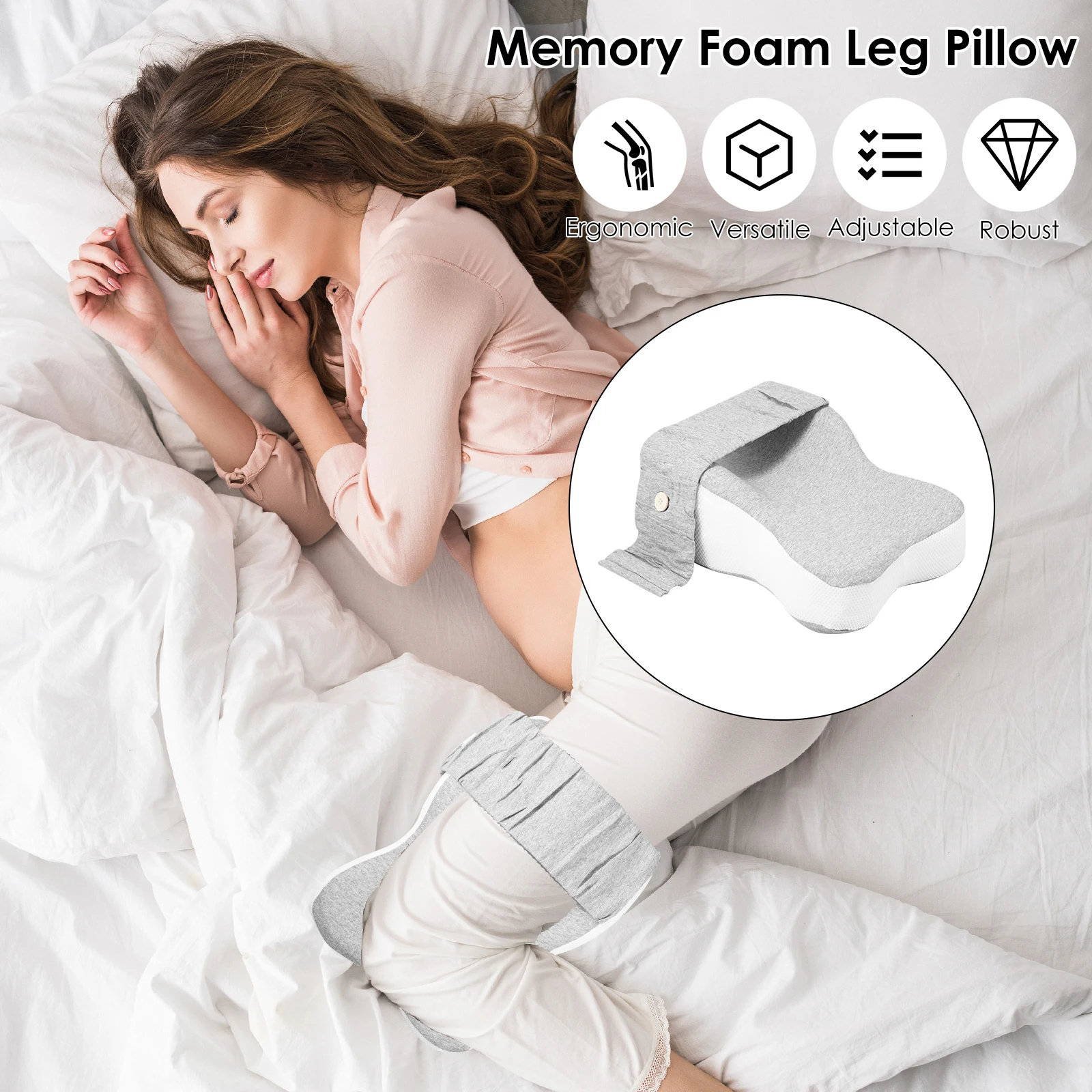 Knee Support Pillow Slow Rebound Memory Cotton Clamp Leg Pillow Double Concave Design Foam Leg Pillow Adjusting Sleeping Posture