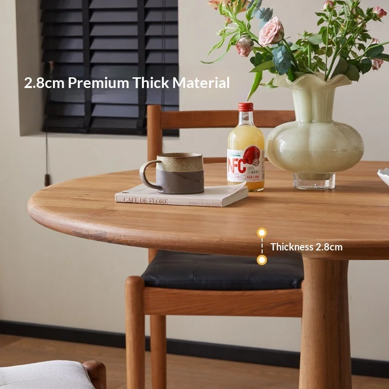 #African Teak Artistic Vintage Japanese-Style Round Dining Table for Six Disassembled for Home Balcony Use