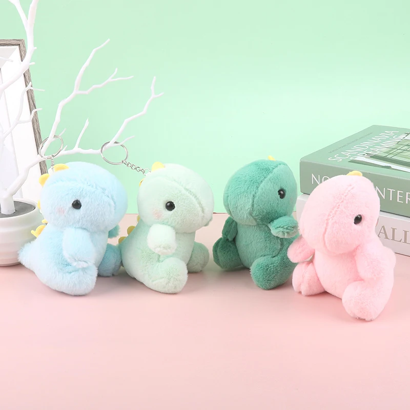 Cute Dinosaur Plush Toy Cartoon Animal Pendant Soft Stuffed Doll Keychain Backpack Car Bag Key Ring Decor Kid Gift