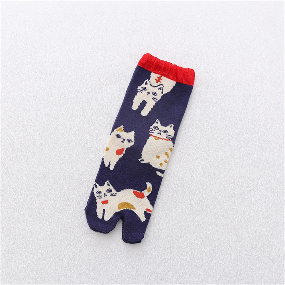 New Funny Cartoon Animal Cute Cat Dandelion Two-Toed Socks Women\'s Sweat-Absorbent Soft Cotton Split Toe Sokken Dropship