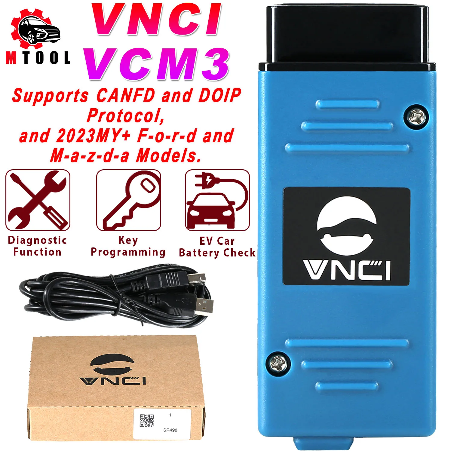 VNCI VCM3 Car Diagnostic Scanner Support CAN FD DOIP DIOP WIFI For Mazda for Ford MDI2 from 1996 to 2023 EV Car Battery Check