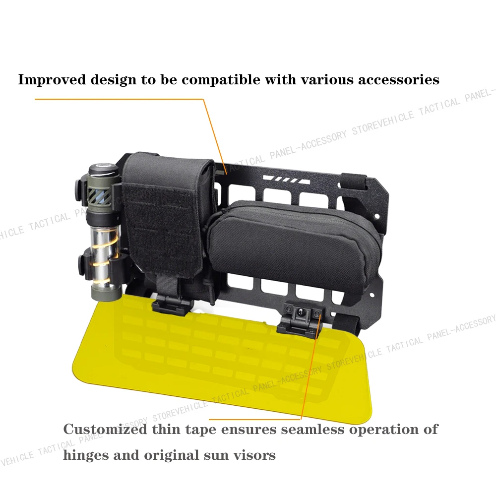 자동차 선바이저 몰리 패널 고강도 ABS 자외선 차단 선쉐이드 전술 수납함 지프 랭글러 포드 F-150 오프로드용