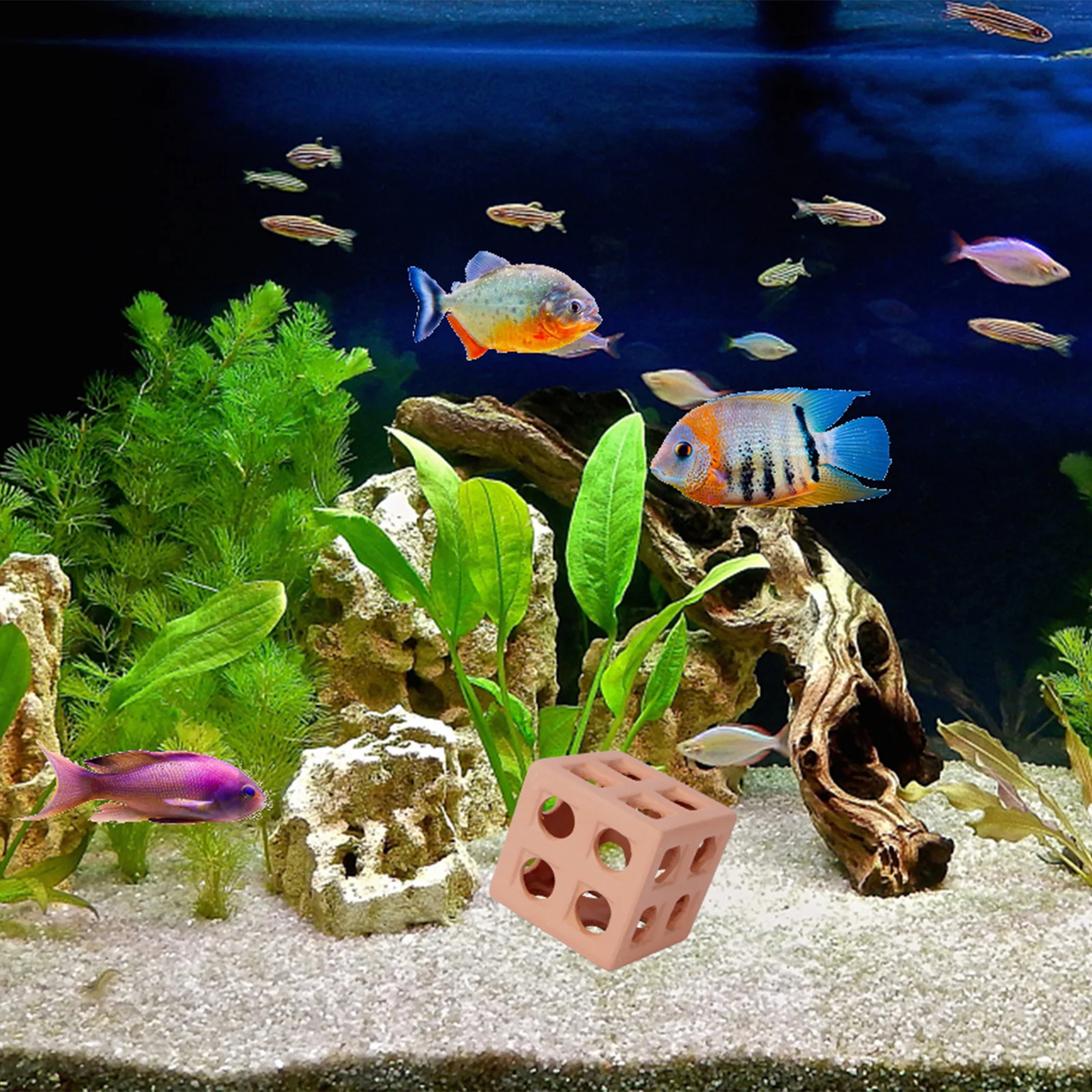 

1Pcs Fish Tank Ceramic Pot Khaki Aquarium Decoration Hiding Shrimp Nest Fish Tank Ornament Aquarium Landscaping Decor