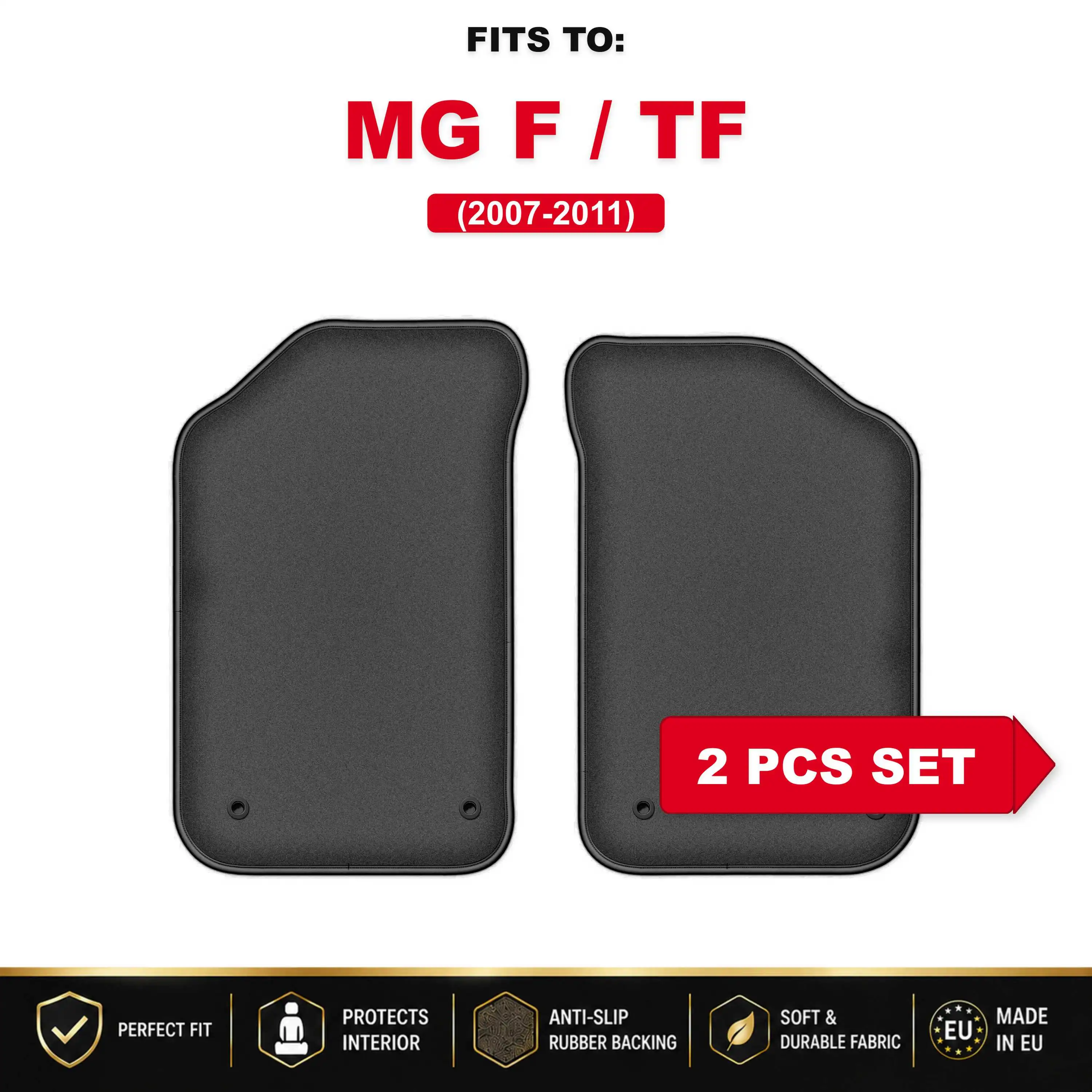 Premium velours autovloermatten, 2 stuks Voor: MG F / TF 2007-2011 autospecifieke vloermattenset