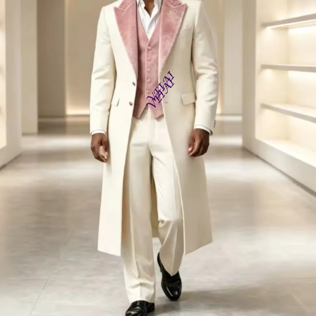 Long Style Three Pieces Men Suit Set Separates Custom Made Tuxedo for Men Wedding Prom Groom Party Custom Made Fashion Suit
