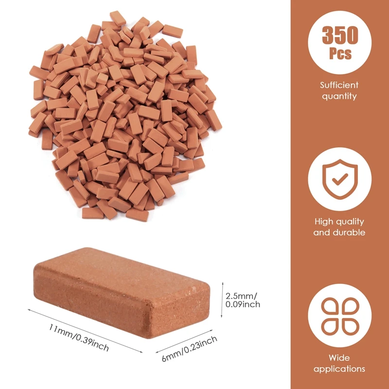 350 piezas Mini ladrillos para paisajismo ladrillos en miniatura pared de ladrillo ladrillos pequeños para piezas de jardín de casa de muñecas, escala 1/35