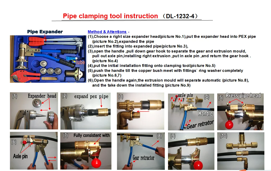 Herramienta de sujeción de expansor de tubería, accesorios de prensa pex con rango completo, disponible