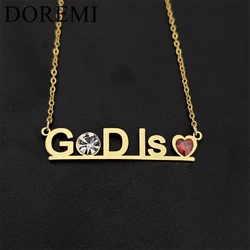 DOREMI-Nome Personalizado Colar Abençoado para Mulheres, Birthstone Friend Jóias, Presente Personalizado para Meninas, Colar de Deus