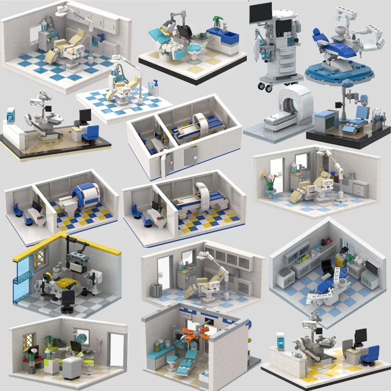 MOC City Dental Clinic Building Blocks Street View Computer Hospital Doctor Nurse Accessories Bricks Christmas Halloween Toys