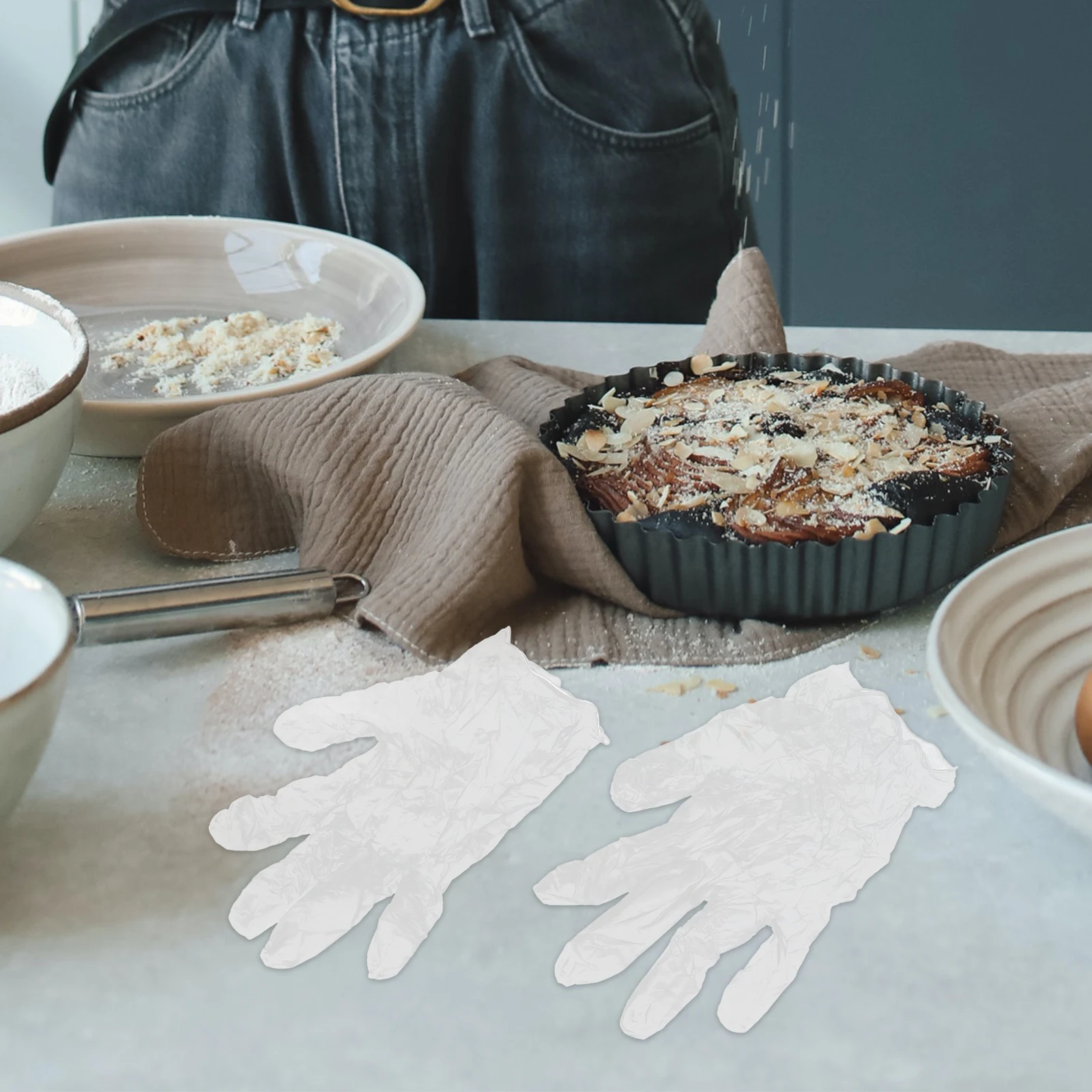 

100pcs Oil-Proof Gloves Food Safety Disposable Clear PVC Gloves for Kitchen Food Handling Service Cleaning Cooking Transparent