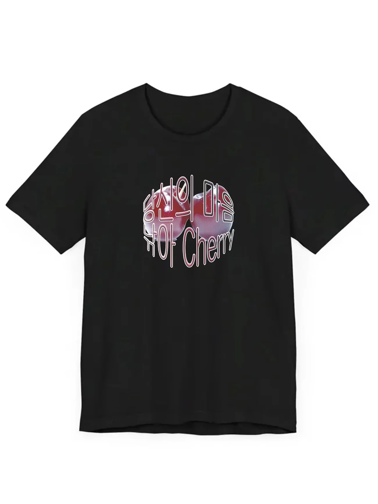 Korean Aesthetic Cherry Graphic T-Shirt Sweet Fruit Heart Tee Summer Harajuku Streetwear Tops For Women Men