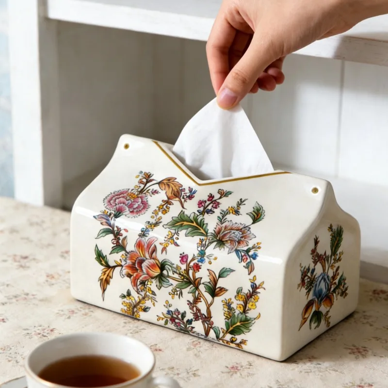 tissue box ornament light luxury high value living room coffee table desktop ceramic pumping carton high sense