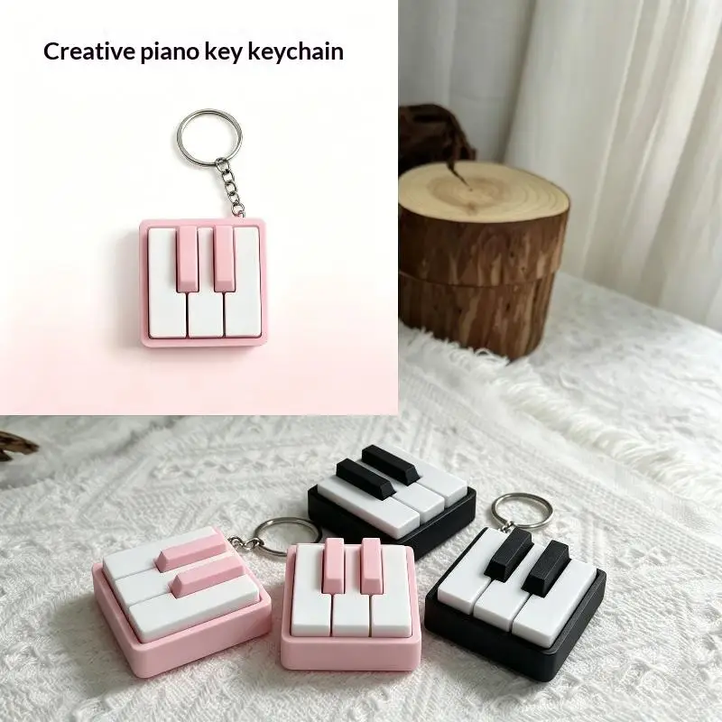 Sensory Stress Relief Keychain Office Desktop Decor Souvenir Gift 3D Printed Mini Piano Keyboard Clicker Fidget Toy
