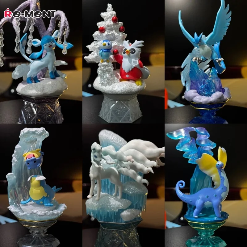 Re-Ment Original Pokemon Diamond Dust Collection Blind Box Eis-Typ Sammlerstück Anime-Figur Spielzeug Alolan Ninetales & Glaceon Geschenk
