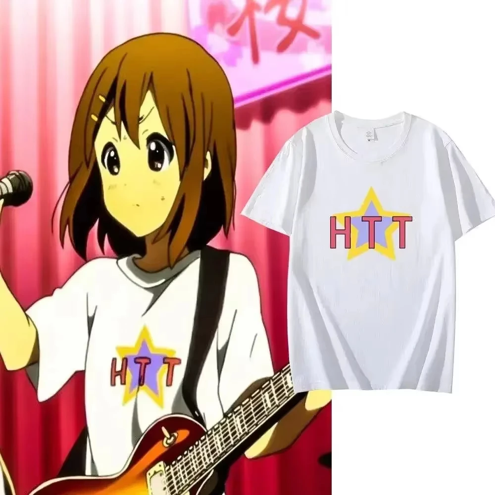 Camiseta con estampado frontal de doble estrella HTT, camiseta con estampado de letras, rosa, morado, amarillo, algodón suave, manga corta, camiseta informal Unisex para uso diario