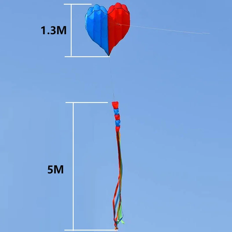 大人の飛行のためのナイロンワイヤーで制御されたハート型の柔らかいインフレータブルカイト,屋外のおもちゃ
