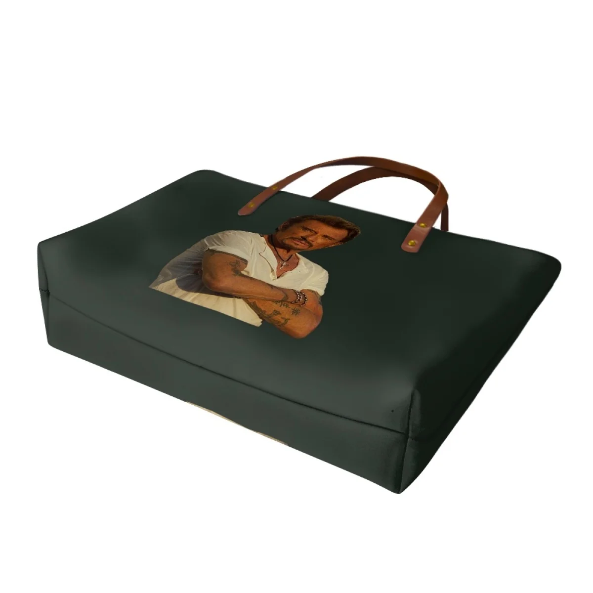 Johnny Hallyday Pattern for Women Cartoon Work Handbags Large Capacity  Travel Shoulder Bags PU Leather Carry Bag Custom Image