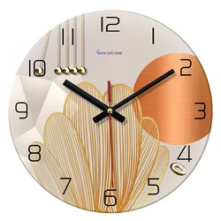 Light Luxury Geometric Pattern Tempered Glass Wall Clock Living Room Bedroom Kitchen Home Decoration Wall Clock Silent Quartz Clock Holiday Gift 12 Inches 14 Inches 16inch (No Battery)