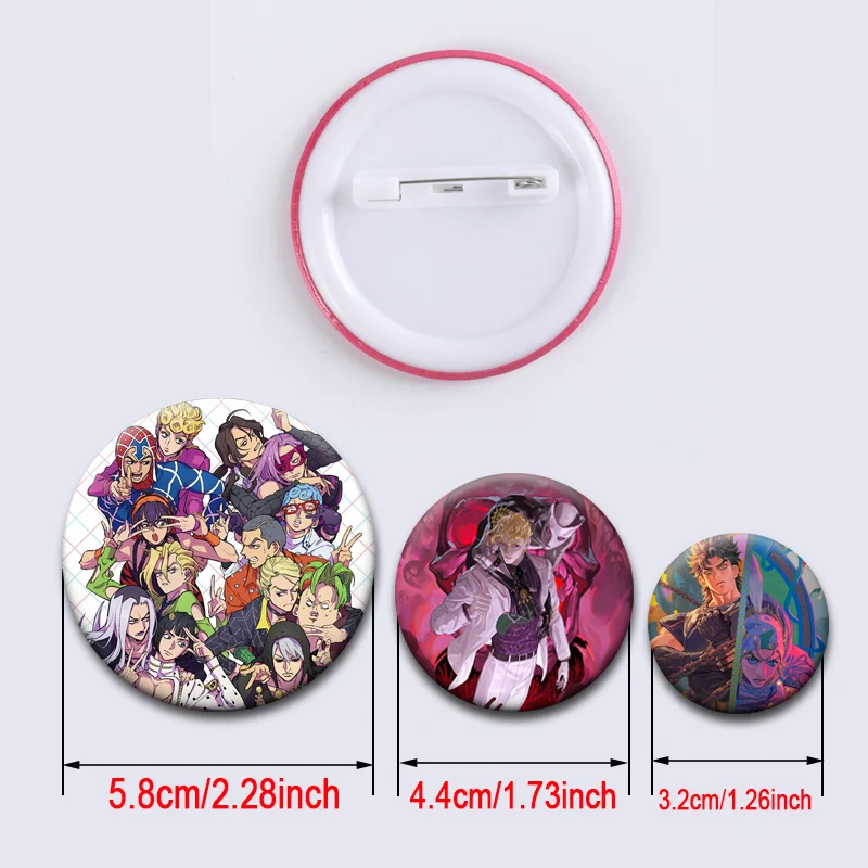 Anime Jojos Bizarre Adventure Badge Jojo Jolyne CujohJohnny JoestarHigashikata JosukeJodio Joestar Brooches Round Creative Pins